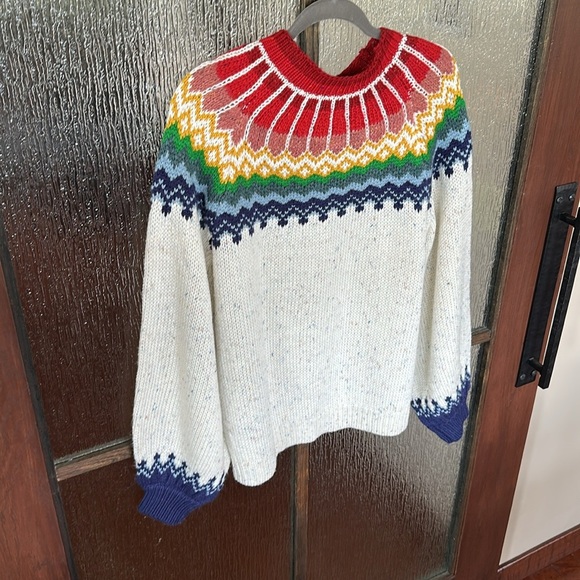 Anthropologie Saylor
Rainbow Balloon-Sleeve Intarsia Sweater size Large NWT - Picture 12 of 13